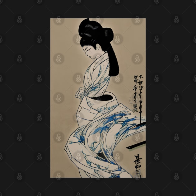 Vintage geisha illustration,ukiyo e art by Ravenglow