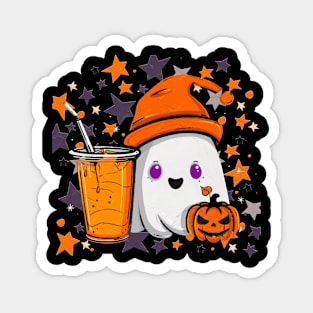 Cute Ghost Pumpkin Spice Drink Magnet