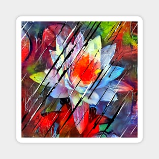 Water Lily. Colorful Grunge Collection Magnet