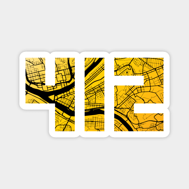  412 Pittsburgh Yellow text Design City Skyline