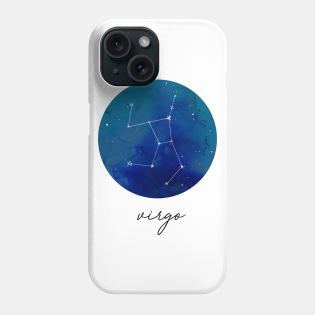 Virgo Watercolor Zodiac Constellation Phone Case by aterkaderk