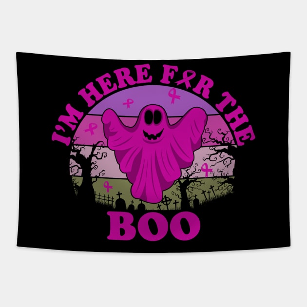 funny pancreatic cancer Halloween I'm here for the boo Tapestry by TeesCircle