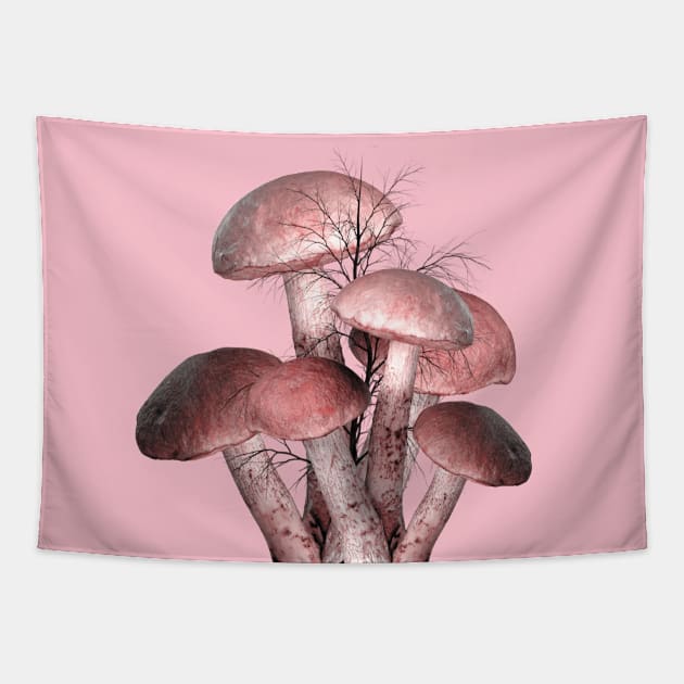 Pink Mushrooms Tapestry by MashaVed