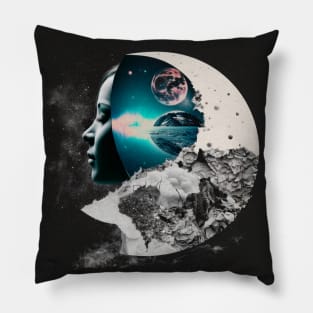 Collage Moon Face Pillow