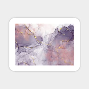 Violet and Gold Marble Magnet