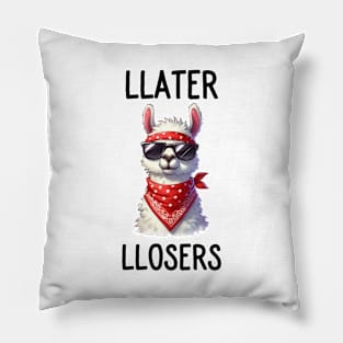 Cool Alpaca Wearing Sunglasses and Bandana Goodbye Message Pillow