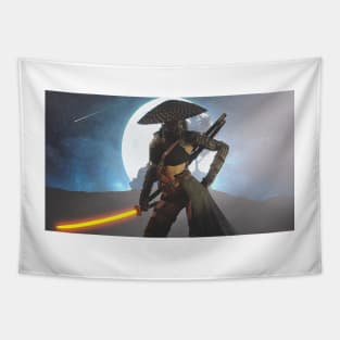 Samurai Moon Warrior Knight Tapestry