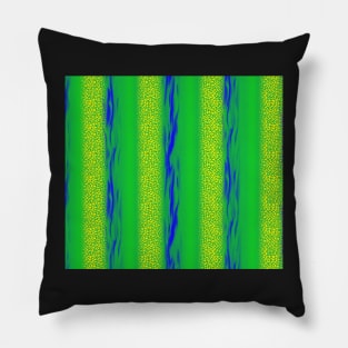 Stripes in Varied Textures Yellow Blue Green Pillow