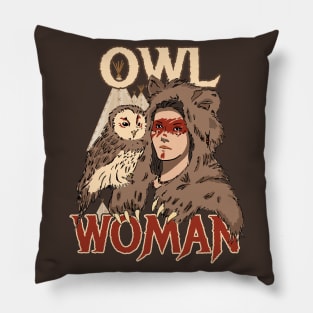 Owl Woman with Bear Headdress Pillow