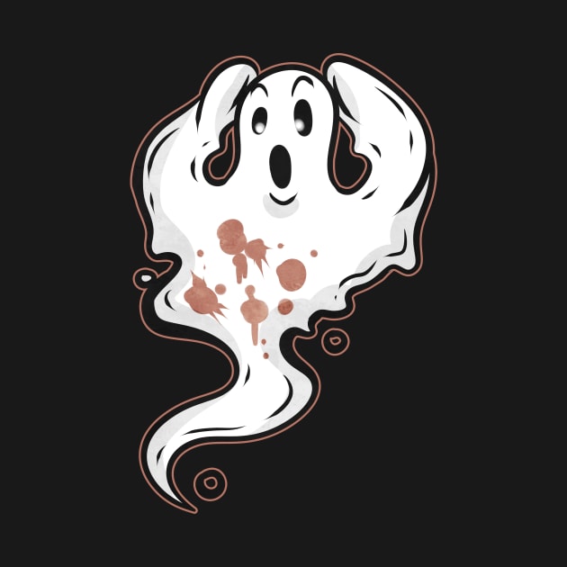 Ghost Is Scared Coffee Stains Of Cocoa Halloween by SinBle