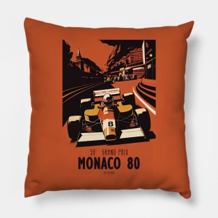 1980 Monaco Grand Prix Travel Poster Pillow