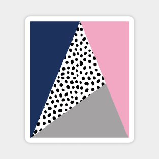 Geometric Polka Dot, Navy Blue, Blush Pink and Grey Magnet