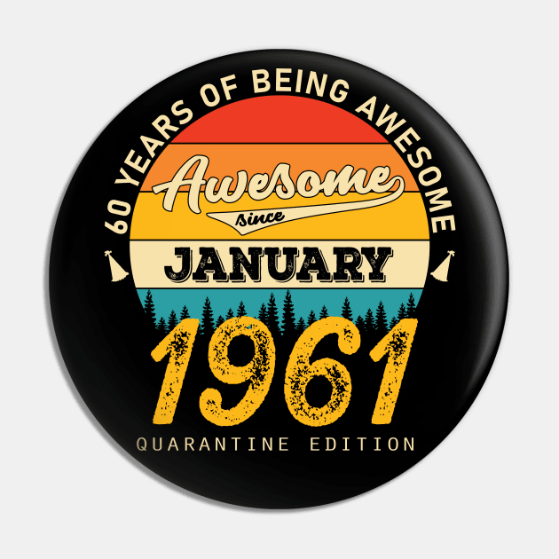 Classic January 1961 60 Years Old Retro 60th Birthday Gift Pin by chouayb