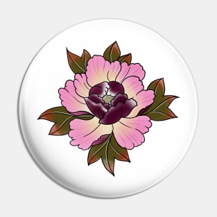 Peony Flower Japanese Tattoo Style Pin