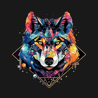 Neon - Wolf - Crystal Polygon - neg T-Shirt