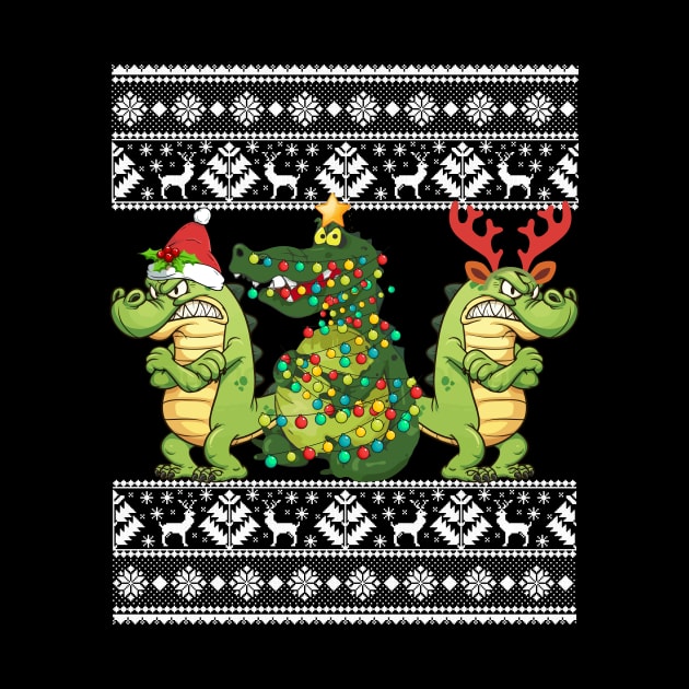 Christmas Three Alligator Crocodile Gift Lights Santa Hat by franzaled