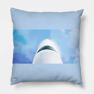 A plane in the sky | Civil aviation | Avia | Blue sky | hand drawn digital painting Pillow