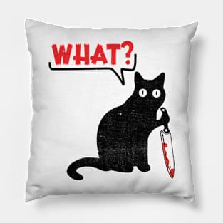 Cat What? Murderous Black Cat With Knife Pillow