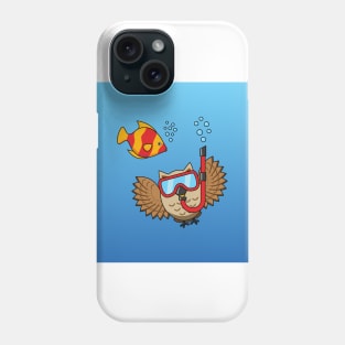 Owl with Snorkel Mask and Tropical Fish Phone Case