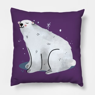 Polar Bear Painting Hand Drawn Pillow