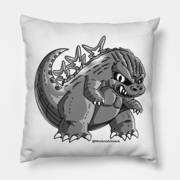 King of the Cute Monsters (Minus Color) Pillow by MorenoArtwork