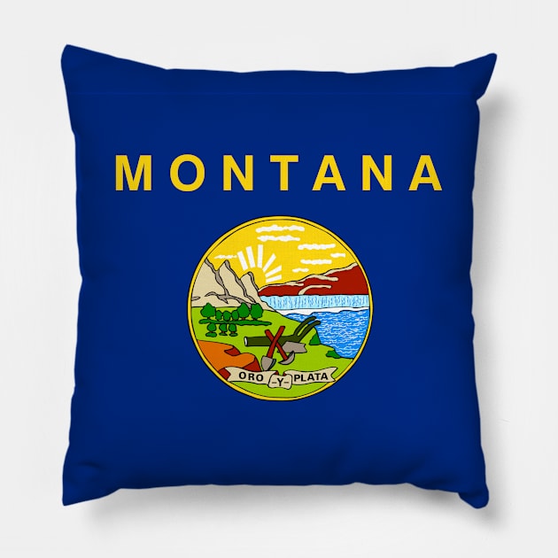 Montana State Flag Pillow by Lucha Liberation