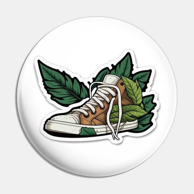 Stay Fresh and Plant a Tree with the Brown Cartoon Converse-Inspired Pin by Greenbubble