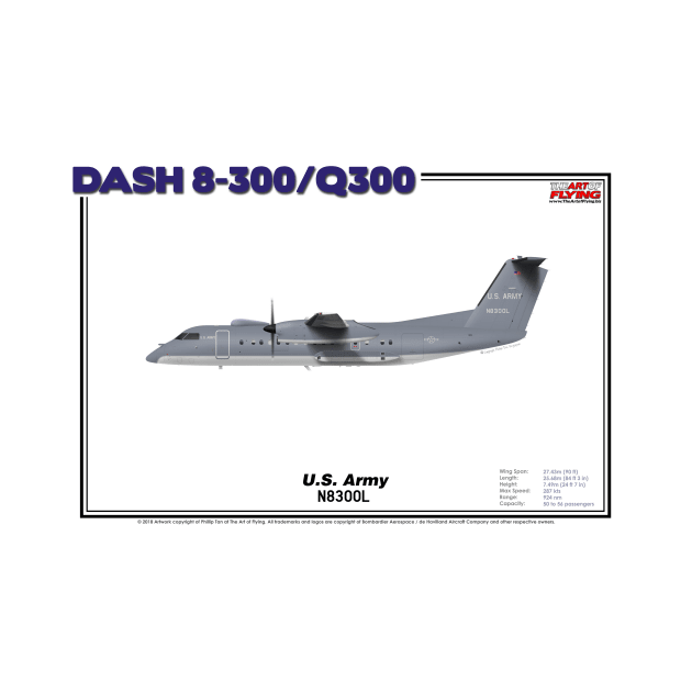 DeHavilland Canada Dash 8-300/Q300 - U.S. Army (Art Print) by TheArtofFlying