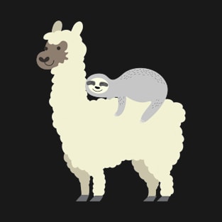 Cute & Funny Sloth Riding Llama Best Friends T-Shirt