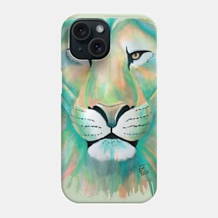 Lion -aqua and yellow Phone Case