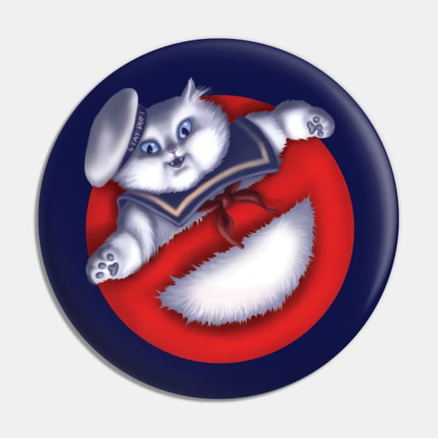 Stay Puft Marshmallow Cat Pin by GeekyPet