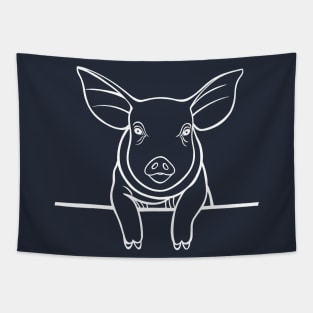 Cute Pig drawing with big ears - farm animal design Tapestry