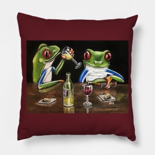 "Fine Wine" - Frogs After Five collection Pillow