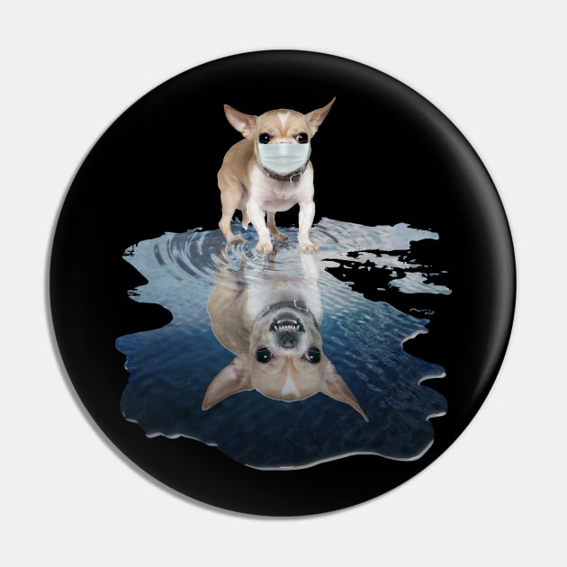 Chihuahua Dogs Lover - Chihuahua Face Mask Funny - Chihuahua T-Shirt Pin by AteezStore