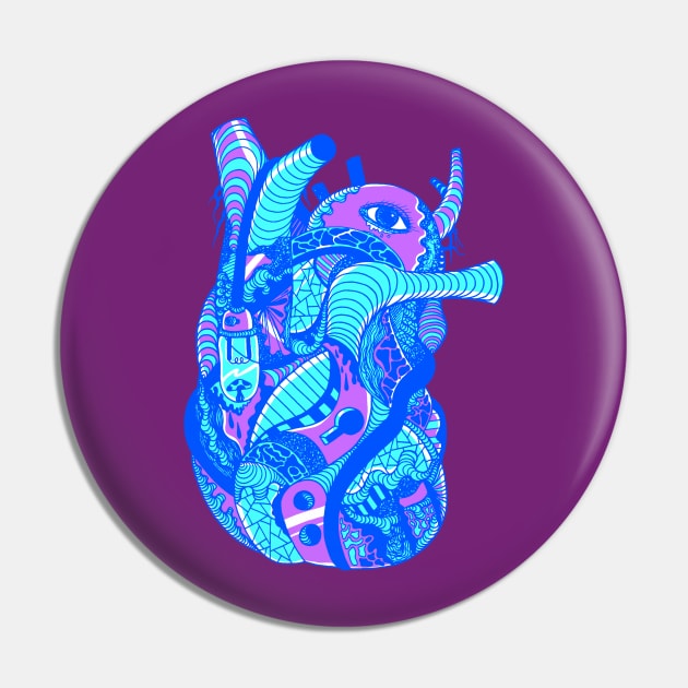 Blue Light Heart Pin by kenallouis