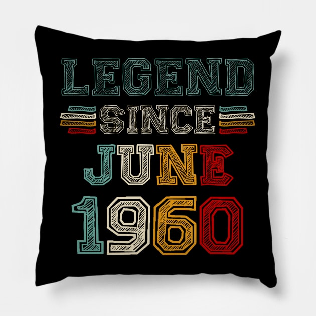 63 Years Old Legend Since June 1960 63rd Birthday Pillow by Red and Black Floral