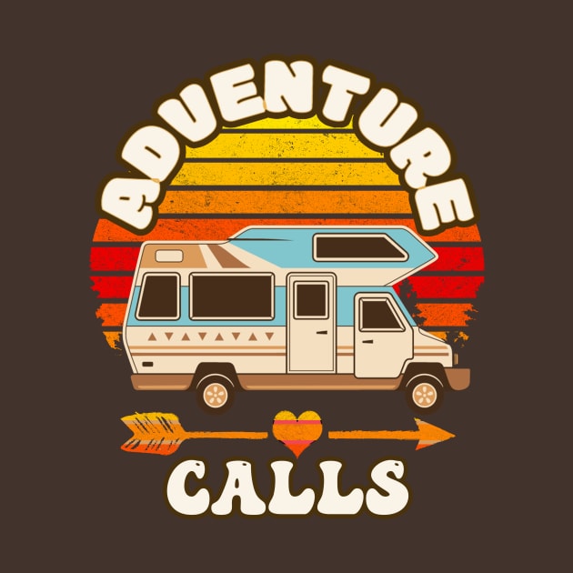 Funny Camping Adventure Calls Retro Camper by tamdevo1