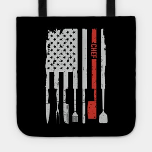 Vintage Chef Cook Culinary Knife Knives American Flag Tote