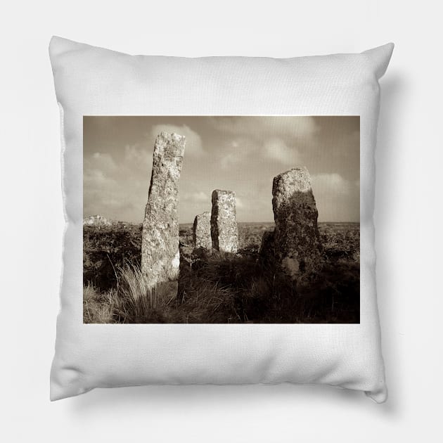 Stones at Zennor Quoit, Cornwall Pillow by BarnabyEdwards