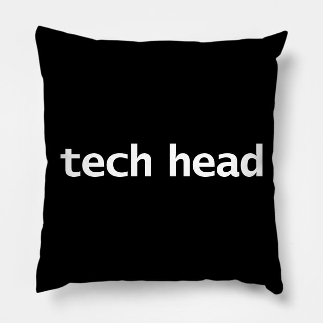 Tech Head Typography White Text Pillow by ellenhenryart