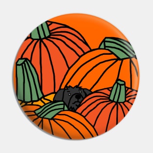 Pumpkin Patch with Cute Dog Ready for Halloween Pin