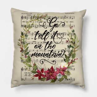 Go Tell it On the Mountain, Christmas Floral Hymn Pillow