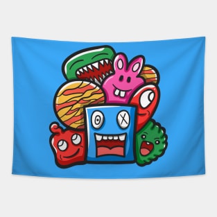 Monster Character Doodle Art Tapestry