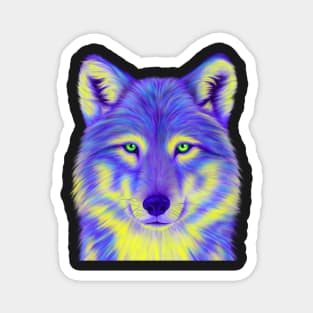 Purple and Yellow Wolf Magnet