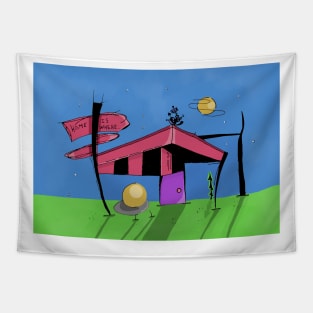 Abstract Googie Future Home Tapestry