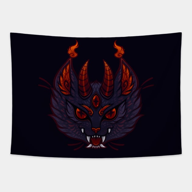 Demon Cat Tapestry by DoomedDreamer