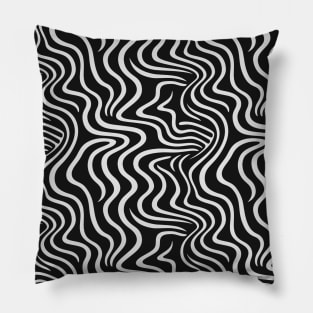 Monochrome Waves: Modern Abstract Ebb and Flow Pillow