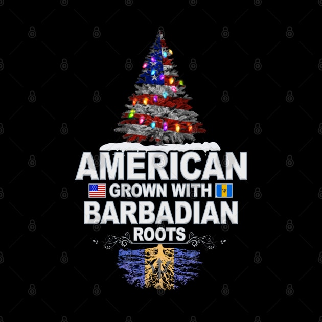 Christmas Tree  American Grown With Barbadian Roots - Gift for Barbadian From Barbados by Country Flags