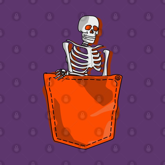 Skeleton in my Pocket - Halloween Orange Pocket Design by Fun Funky Designs