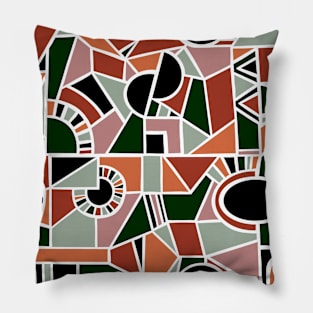 Dull Dark Colours - Quirky Shaped Geometric Patterns Pillow